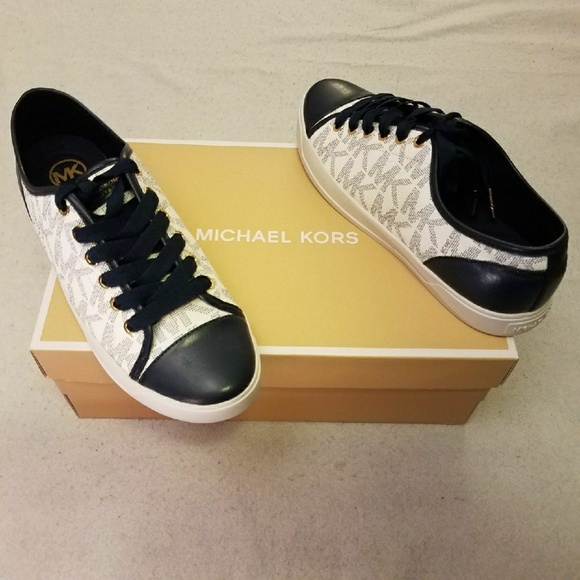 blue and white michael kors shoes